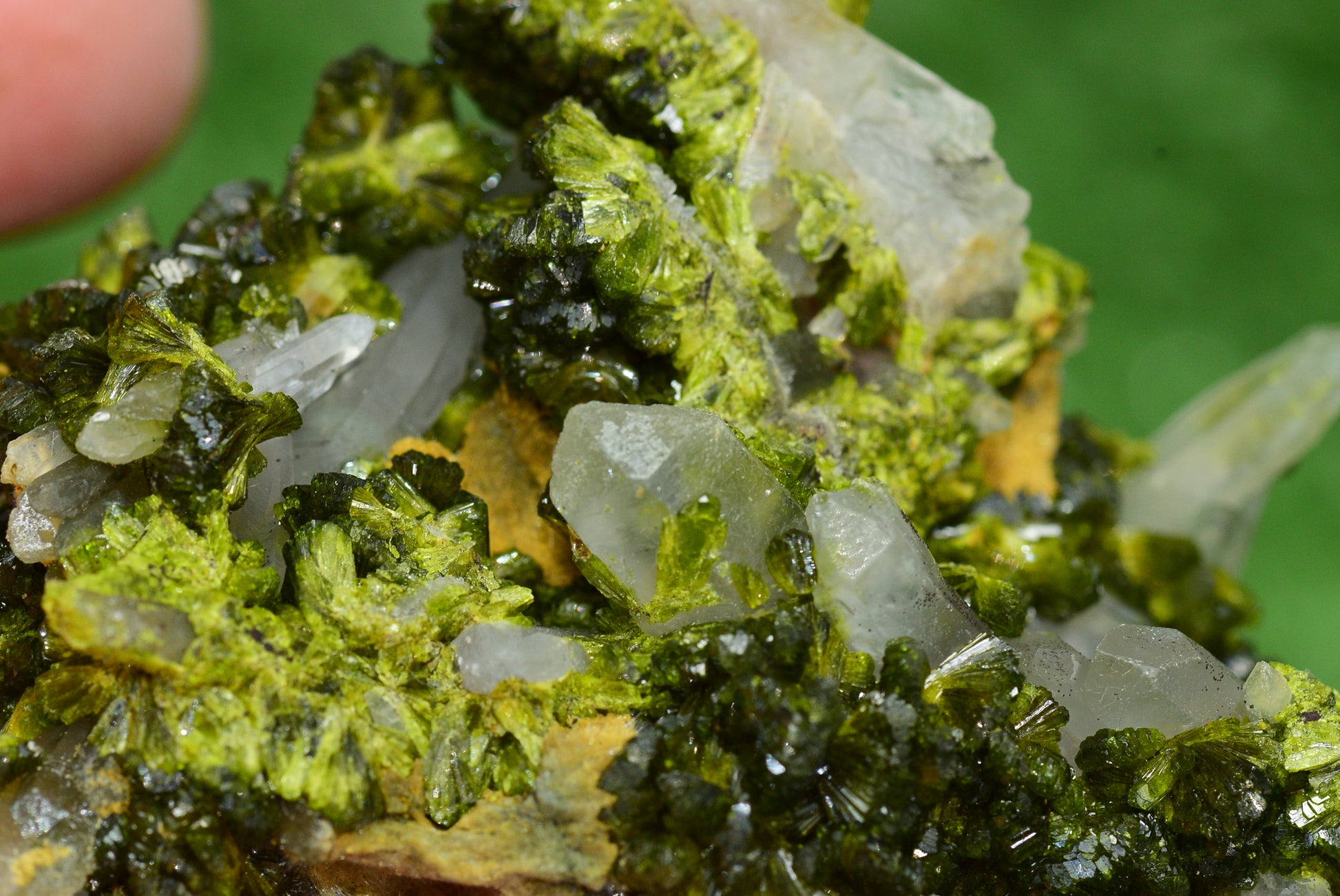 Stunning Epidote in Quartz Cluster from Imilchil, Morocco - A Unique Piece - MeteoriteNwa.com