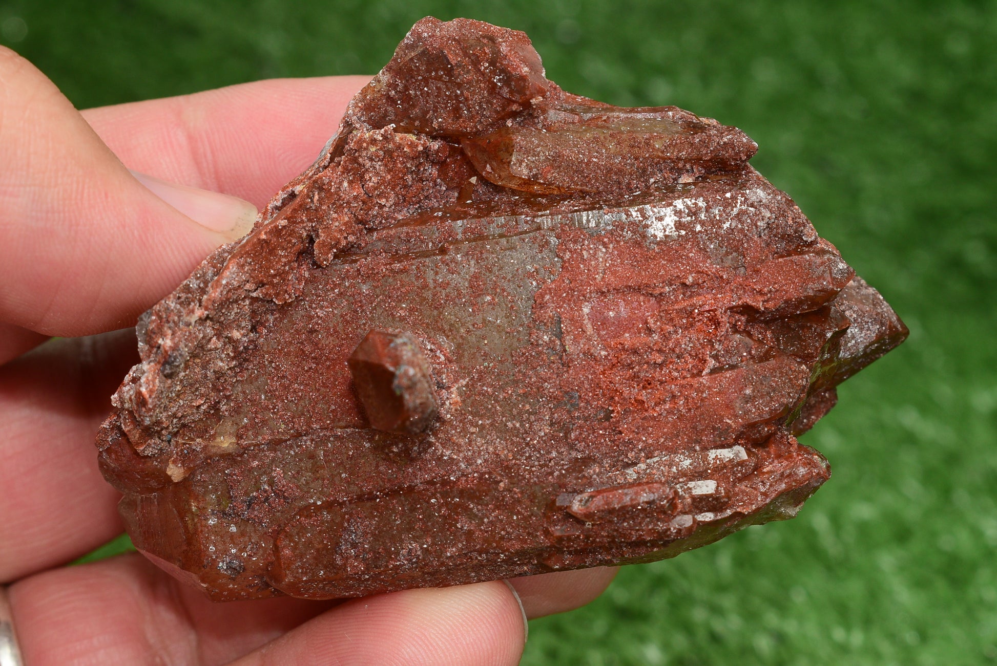 Red Hematoid Quartz Genuine Gemstone Sharp Tower Pointy Cluster Freeform Crystal from Morocco Fire Quartz Red Hematite - MeteoriteNwa.com