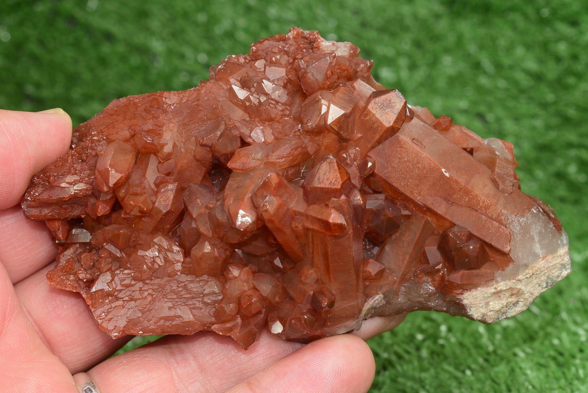 Red Hematoid Quartz Genuine Gemstone Sharp Tower Pointy Cluster Freeform Crystal from Morocco Fire Quartz Red Hematite - MeteoriteNwa.com