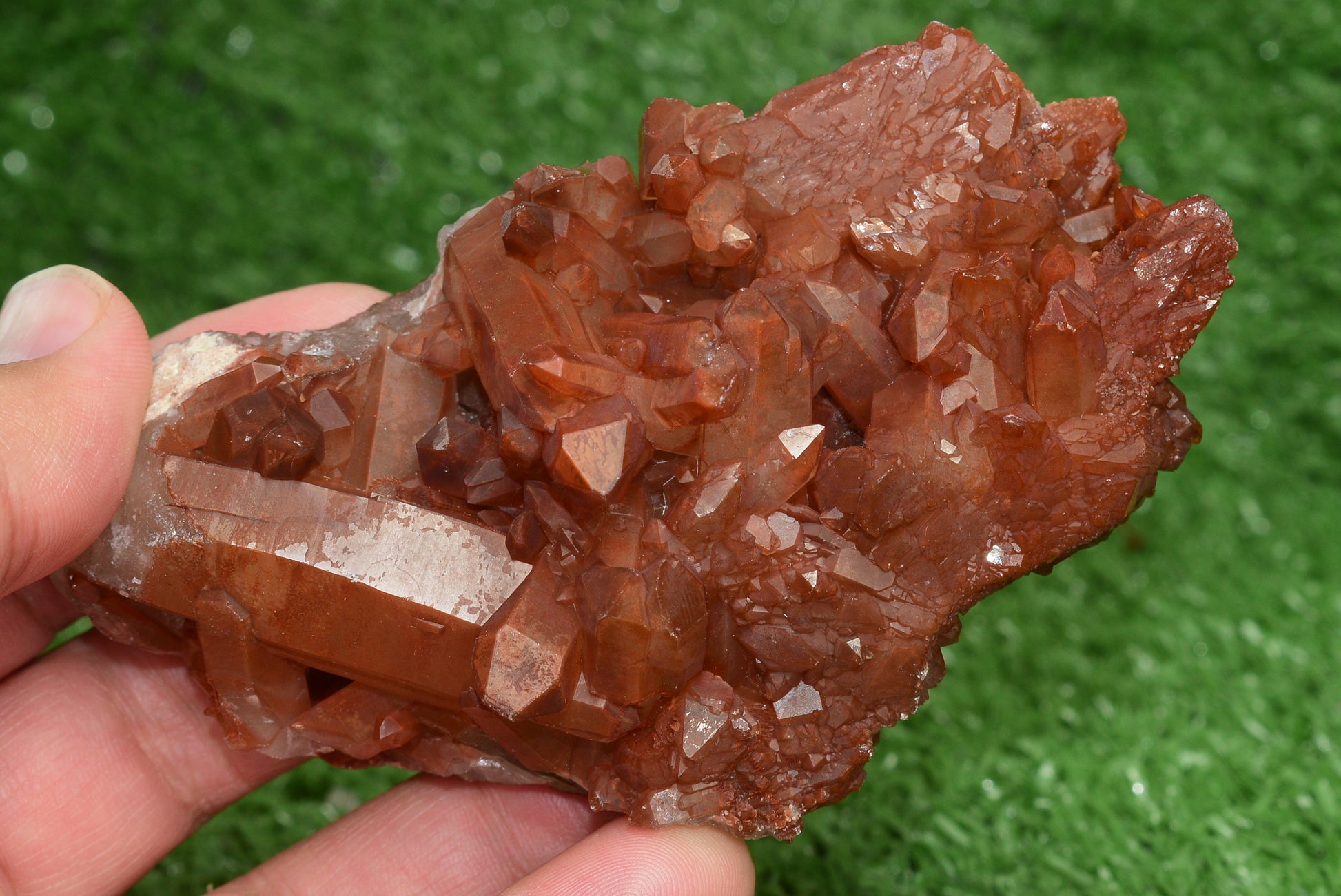 Red Hematoid Quartz Genuine Gemstone Sharp Tower Pointy Cluster Freeform Crystal from Morocco Fire Quartz Red Hematite - MeteoriteNwa.com