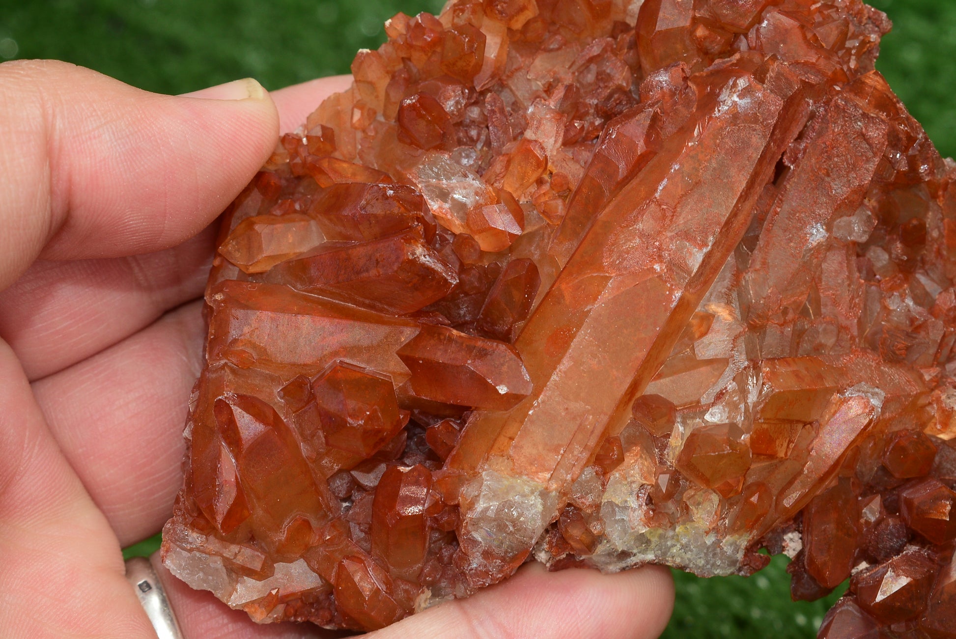 Red Hematoid Quartz Genuine Gemstone Sharp Tower Pointy Cluster Freeform Crystal from Morocco Fire Quartz Red Hematite - MeteoriteNwa.com