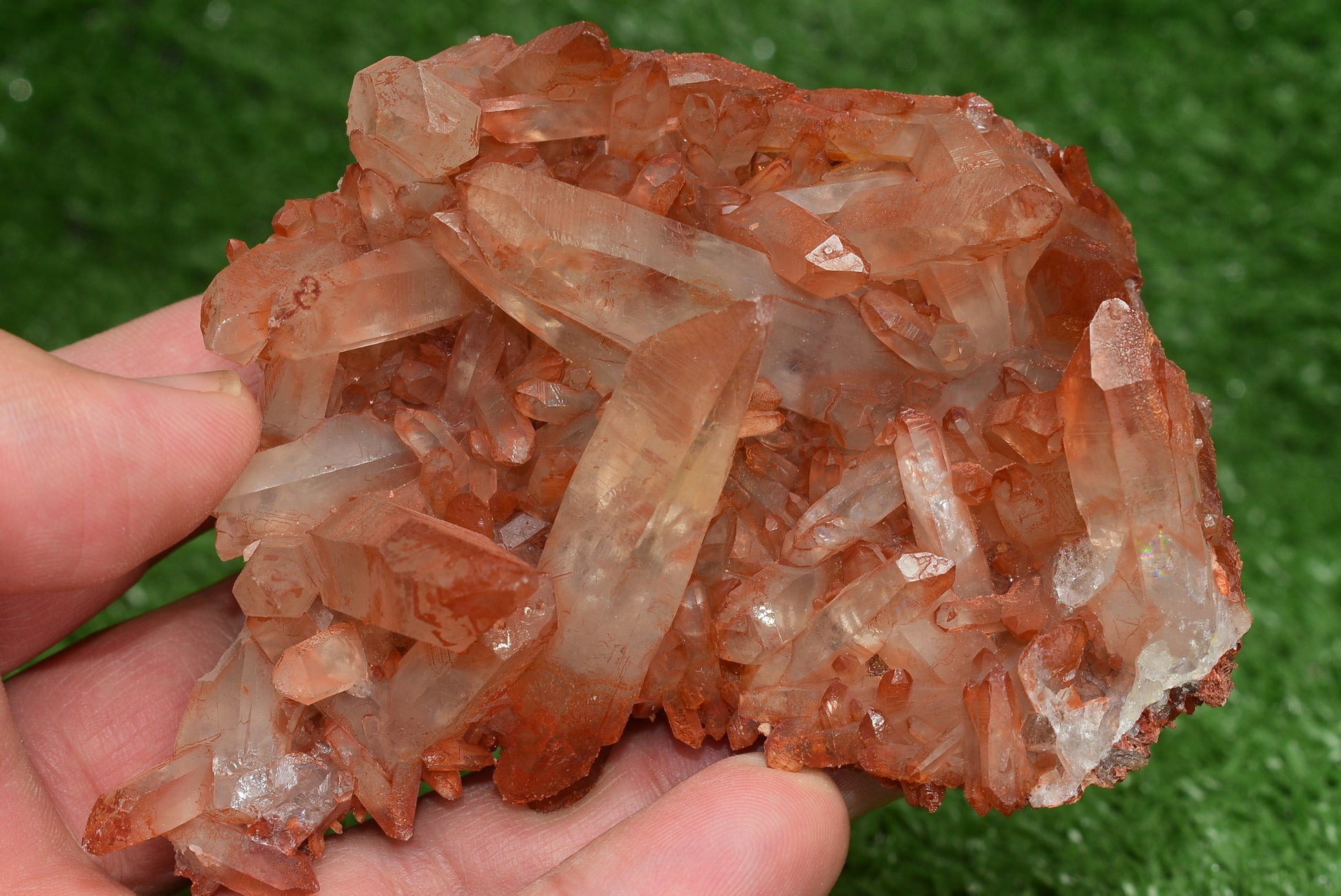 Red Hematoid Quartz Genuine Gemstone Sharp Tower Pointy Cluster Freeform Crystal from Morocco Fire Quartz Red Hematite - MeteoriteNwa.com