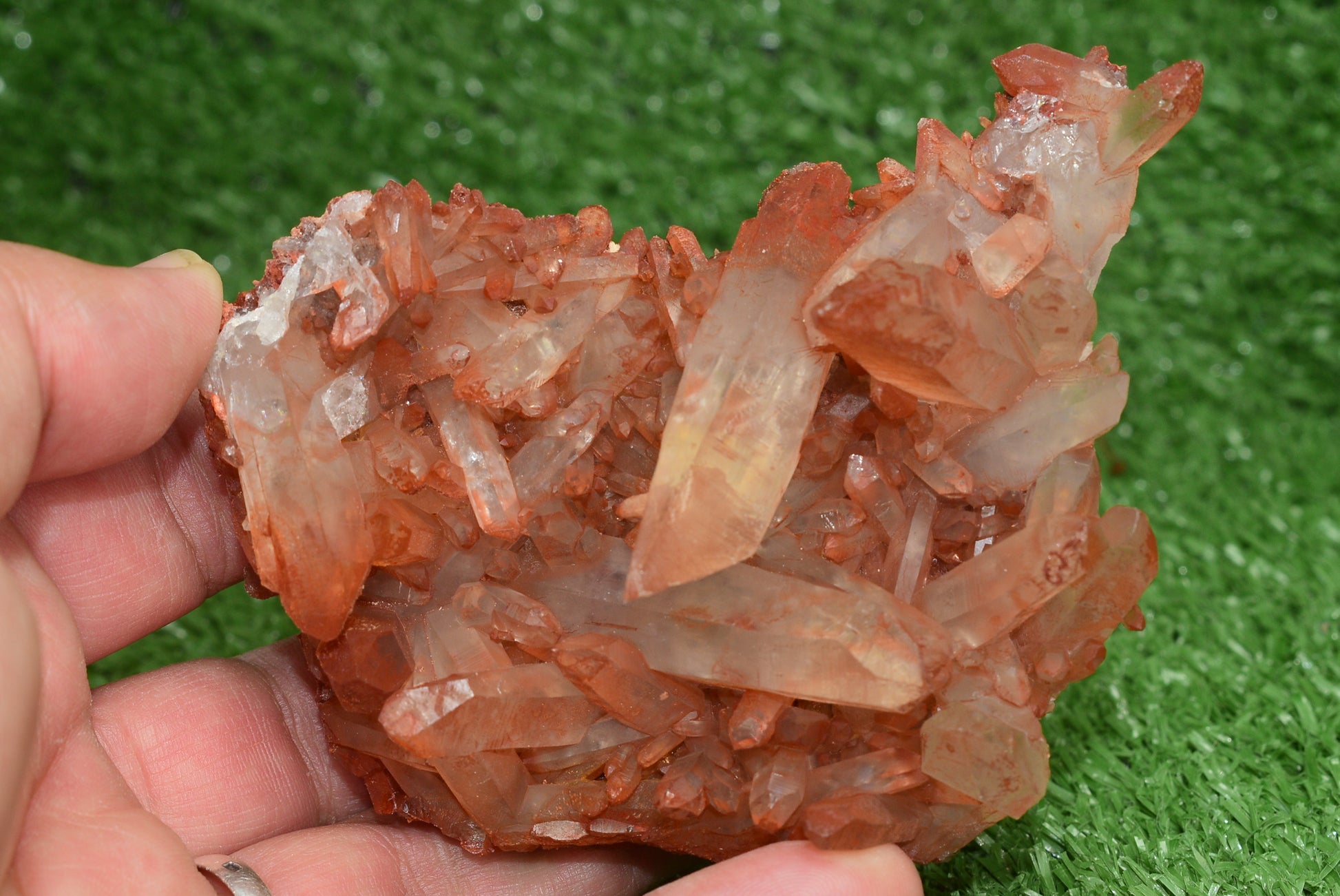 Red Hematoid Quartz Genuine Gemstone Sharp Tower Pointy Cluster Freeform Crystal from Morocco Fire Quartz Red Hematite - MeteoriteNwa.com
