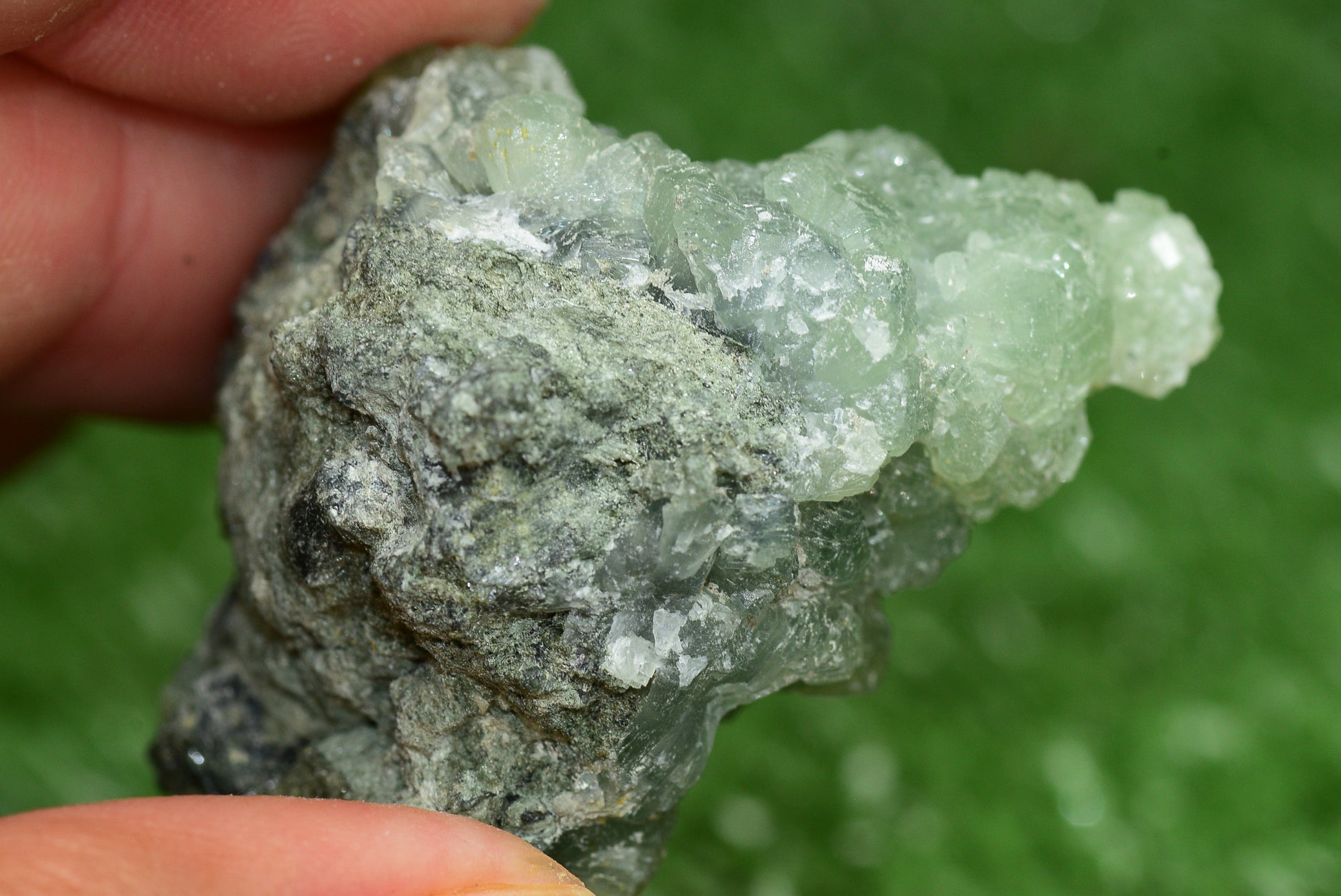 Stunning Raw Prehnite Crystal Cluster from Morocco Unique Botryoidal Formations - MeteoriteNwa.com