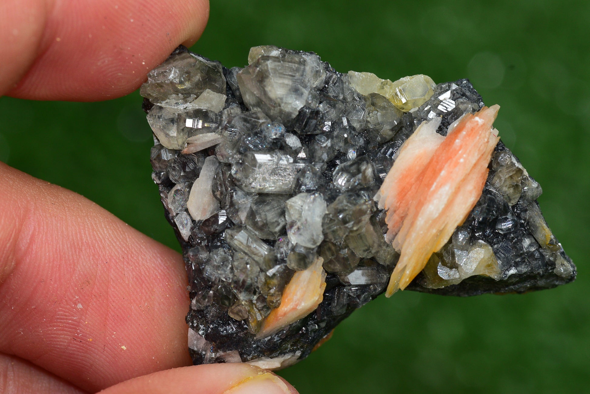 Cerussite with Barite & Dendrite Crystals on Galena RARE Genuine Gemstone from Morocco Fluorescent Mineral Powerful Spiritual Gem - MeteoriteNwa.com
