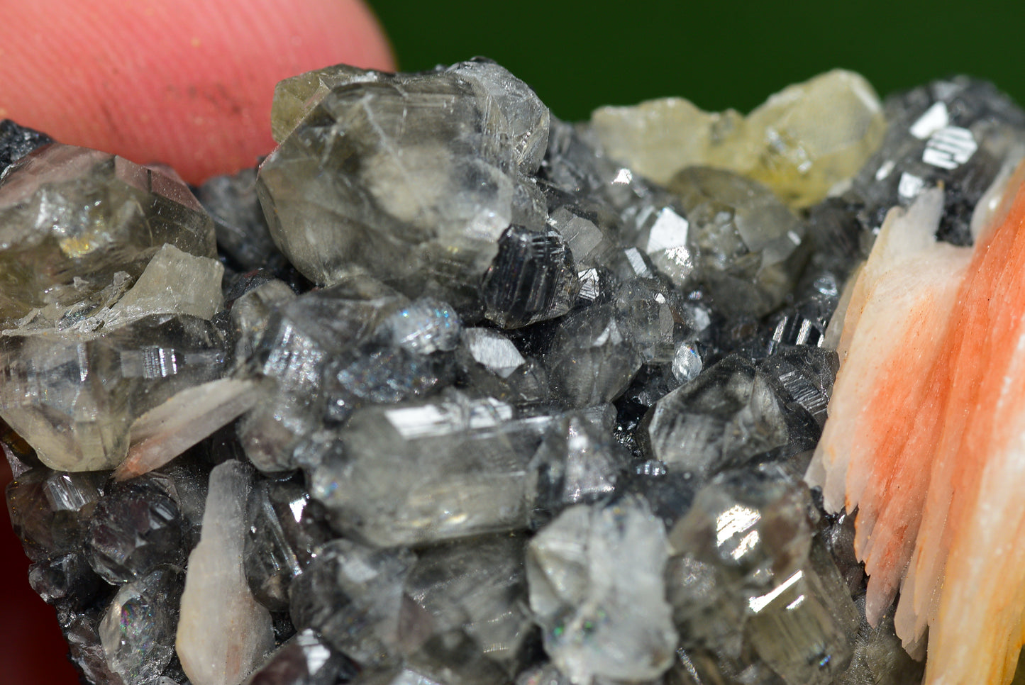 Cerussite with Barite & Dendrite Crystals on Galena RARE Genuine Gemstone from Morocco Fluorescent Mineral Powerful Spiritual Gem - MeteoriteNwa.com