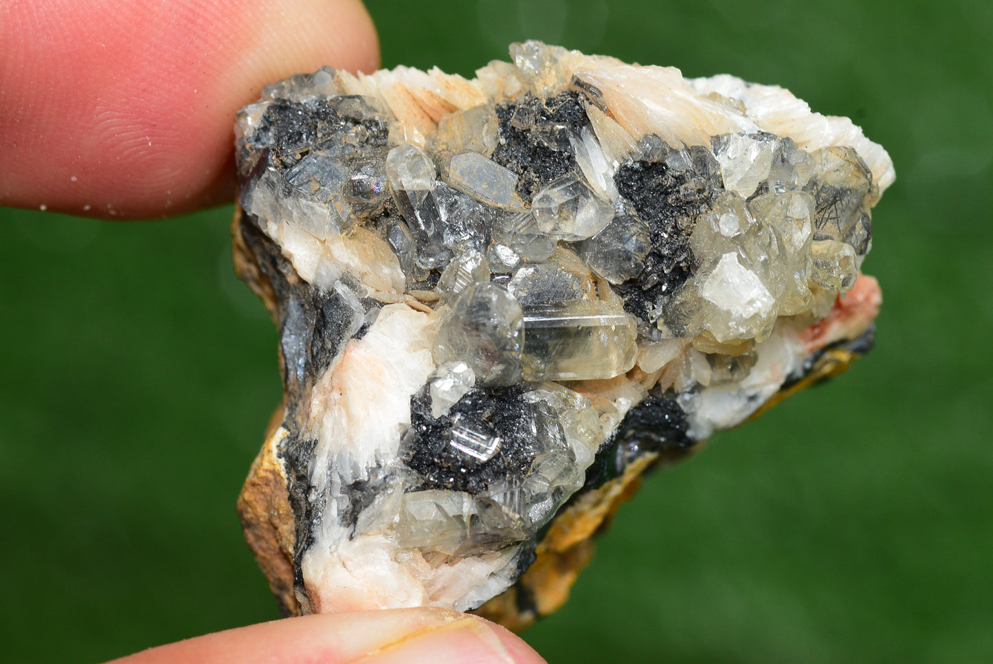Cerussite with Barite & Dendrite Crystals on Galena RARE Genuine Gemstone from Morocco Fluorescent Mineral Powerful Spiritual Gem - MeteoriteNwa.com