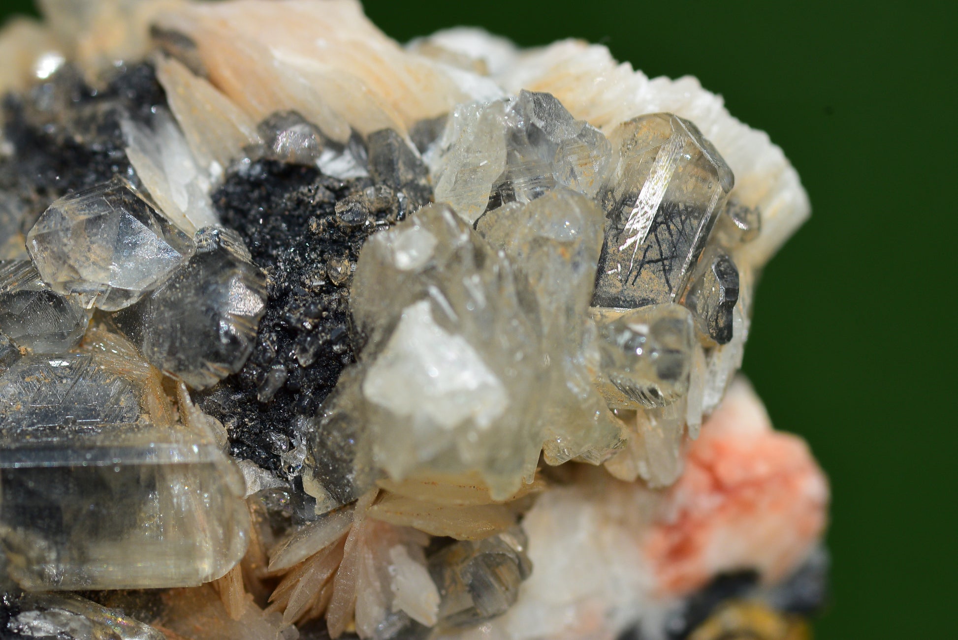 Cerussite with Barite & Dendrite Crystals on Galena RARE Genuine Gemstone from Morocco Fluorescent Mineral Powerful Spiritual Gem - MeteoriteNwa.com