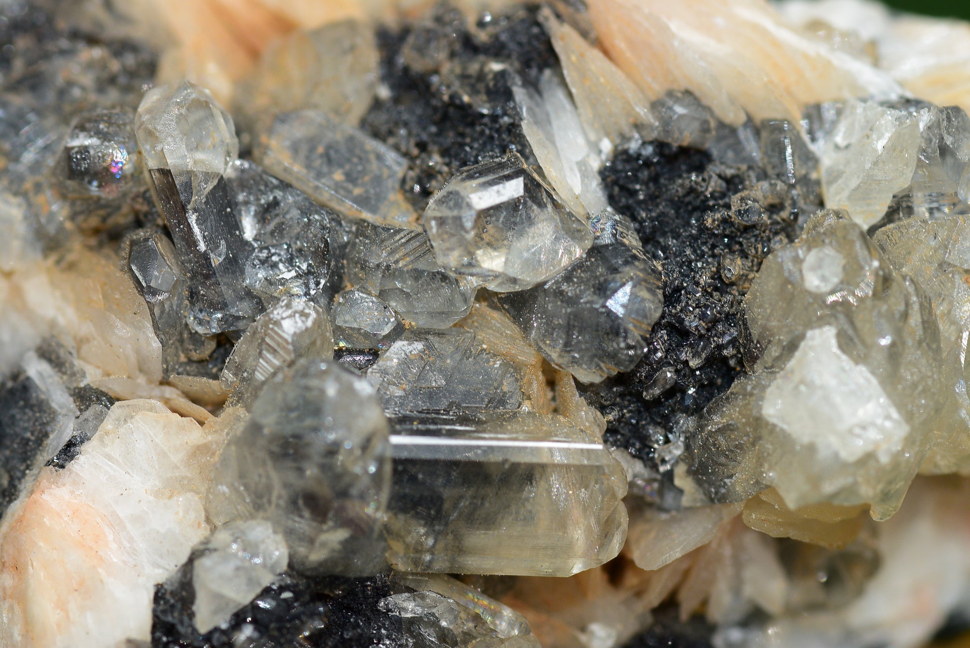 Cerussite with Barite & Dendrite Crystals on Galena RARE Genuine Gemstone from Morocco Fluorescent Mineral Powerful Spiritual Gem - MeteoriteNwa.com