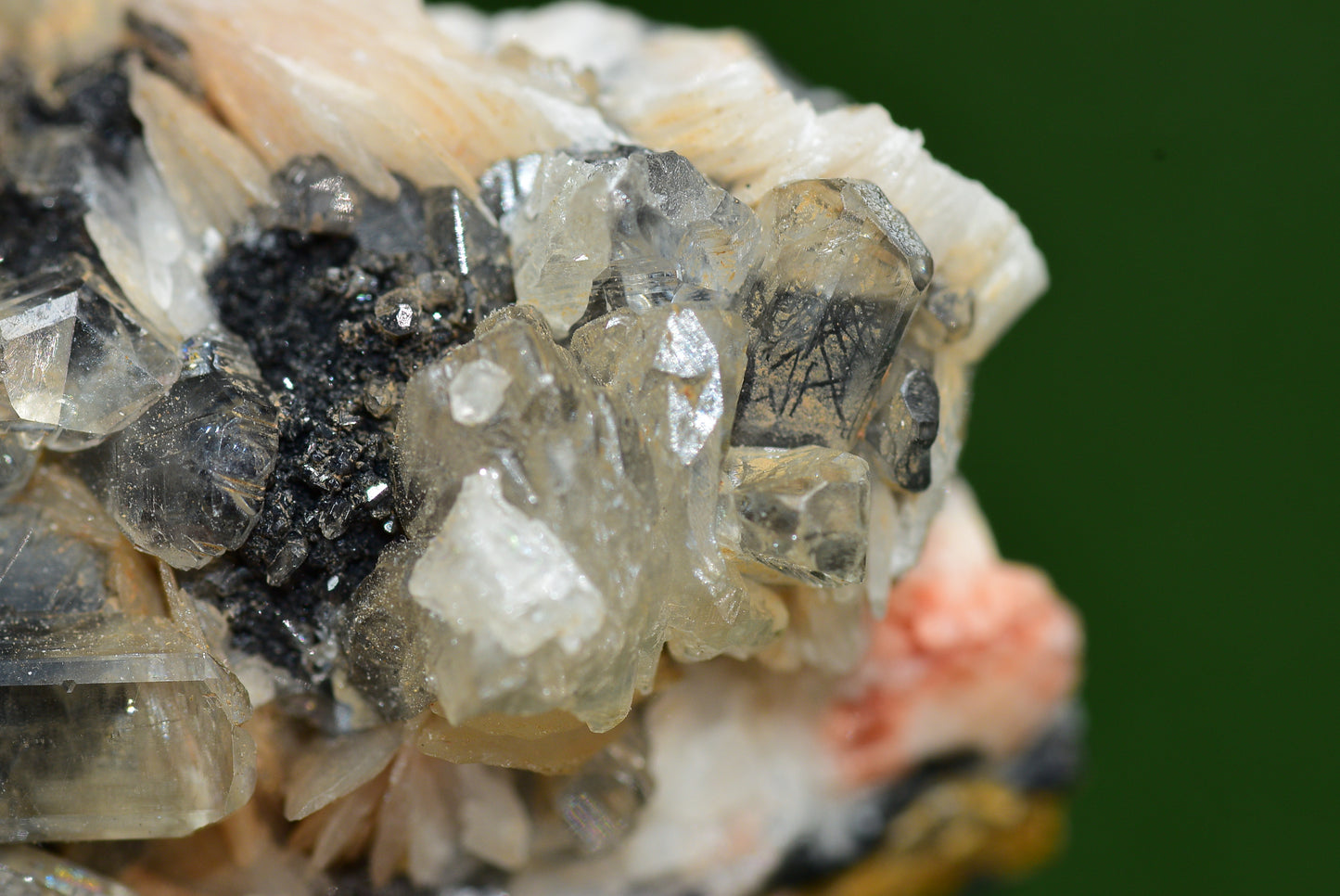 Cerussite with Barite & Dendrite Crystals on Galena RARE Genuine Gemstone from Morocco Fluorescent Mineral Powerful Spiritual Gem - MeteoriteNwa.com