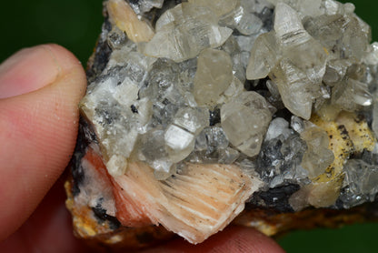 Cerussite with Barite & Dendrite Crystals on Galena RARE Genuine Gemstone from Morocco Fluorescent Mineral Powerful Spiritual Gem - MeteoriteNwa.com
