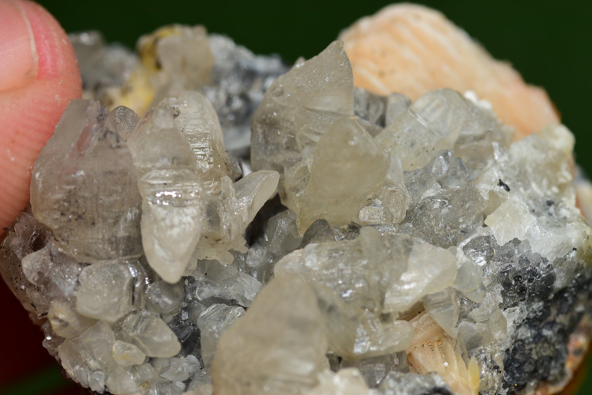Cerussite with Barite & Dendrite Crystals on Galena RARE Genuine Gemstone from Morocco Fluorescent Mineral Powerful Spiritual Gem - MeteoriteNwa.com
