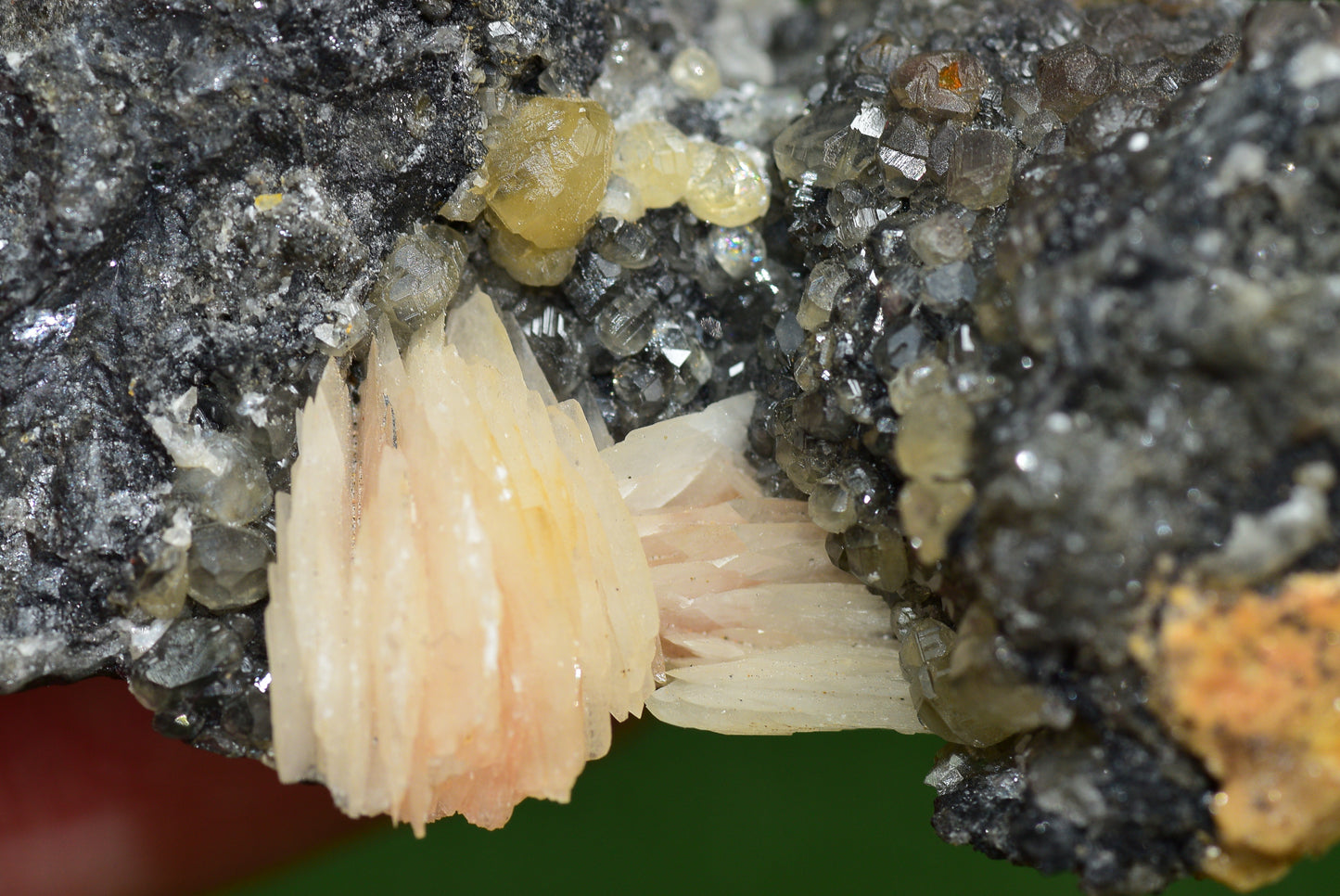 Cerussite with Barite & Dendrite Crystals on Galena RARE Genuine Gemstone from Morocco Fluorescent Mineral Powerful Spiritual Gem - MeteoriteNwa.com
