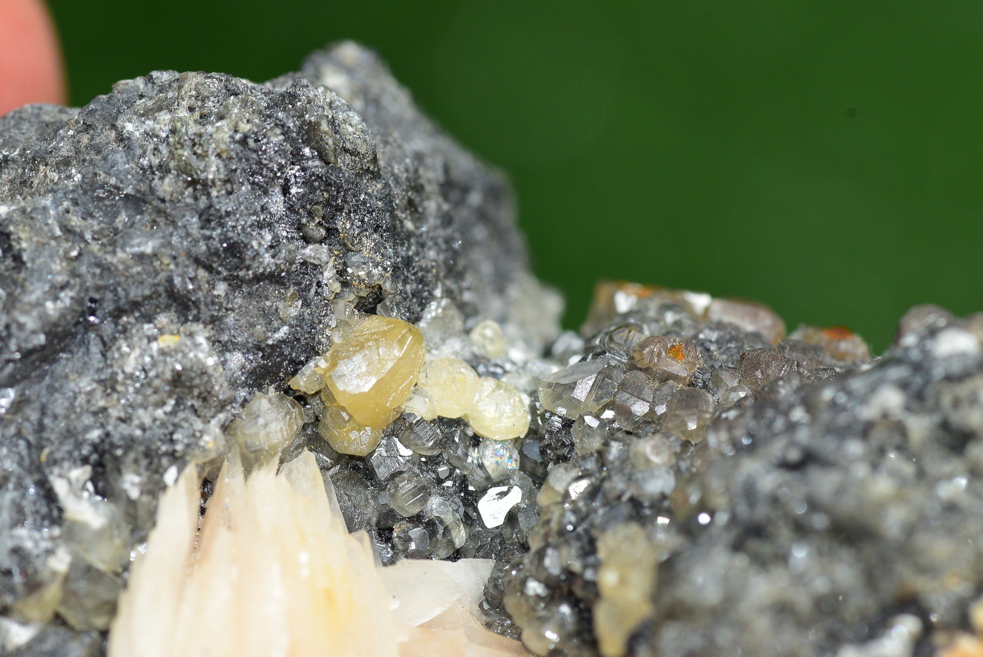 Cerussite with Barite & Dendrite Crystals on Galena RARE Genuine Gemstone from Morocco Fluorescent Mineral Powerful Spiritual Gem - MeteoriteNwa.com