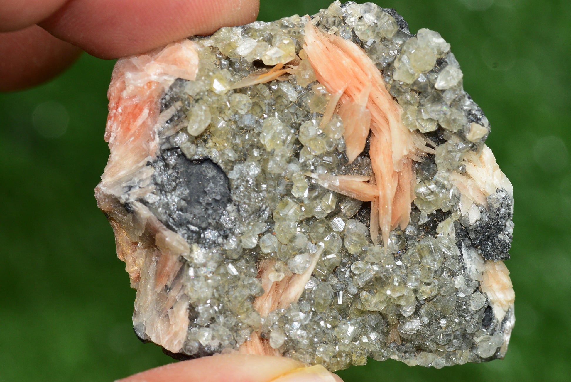 Cerussite with Barite & Dendrite Crystals on Galena RARE Genuine Gemstone from Morocco Fluorescent Mineral Powerful Spiritual Gem - MeteoriteNwa.com