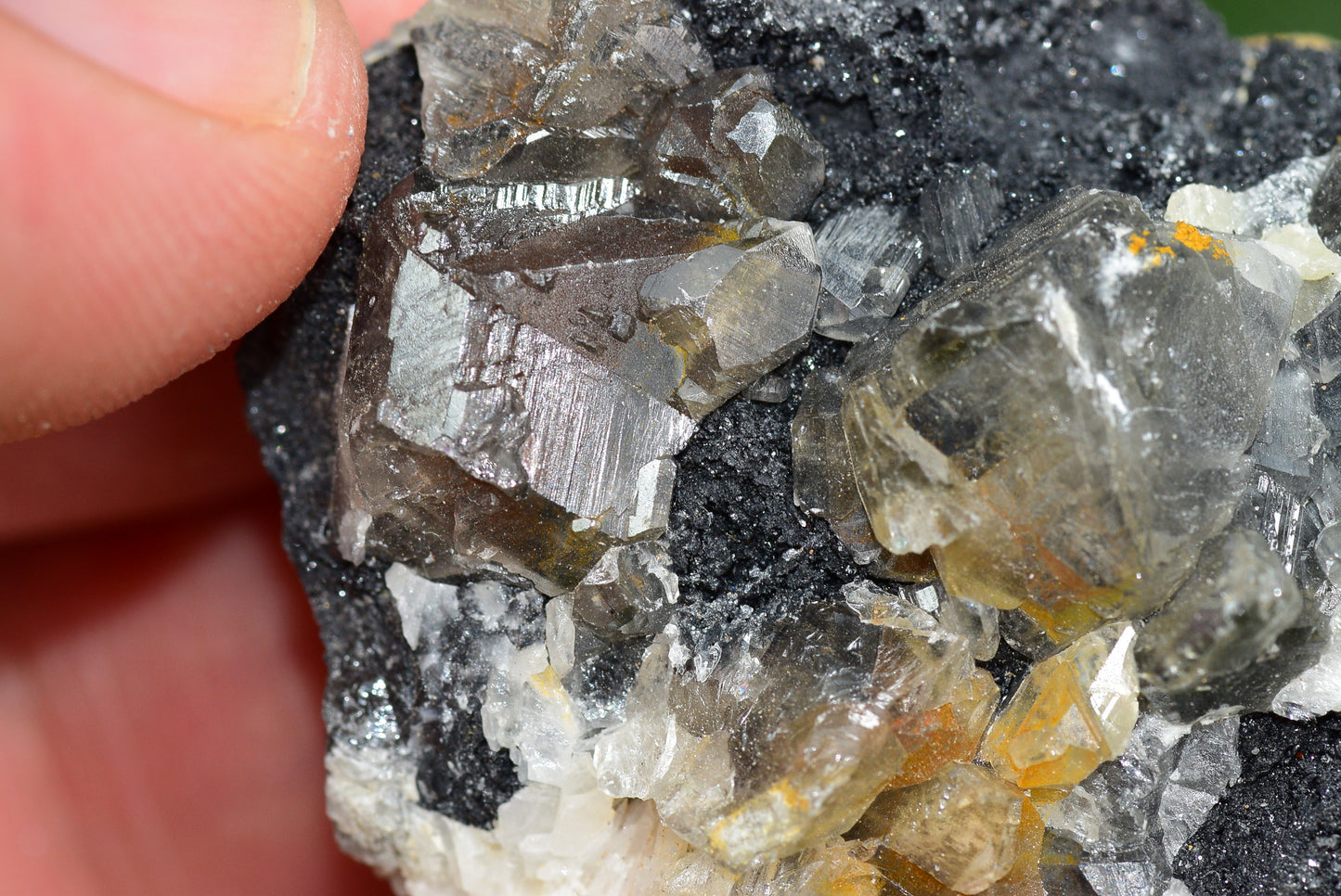 Cerussite with Barite & Dendrite Crystals on Galena RARE Genuine Gemstone from Morocco Fluorescent Mineral Powerful Spiritual Gem - MeteoriteNwa.com