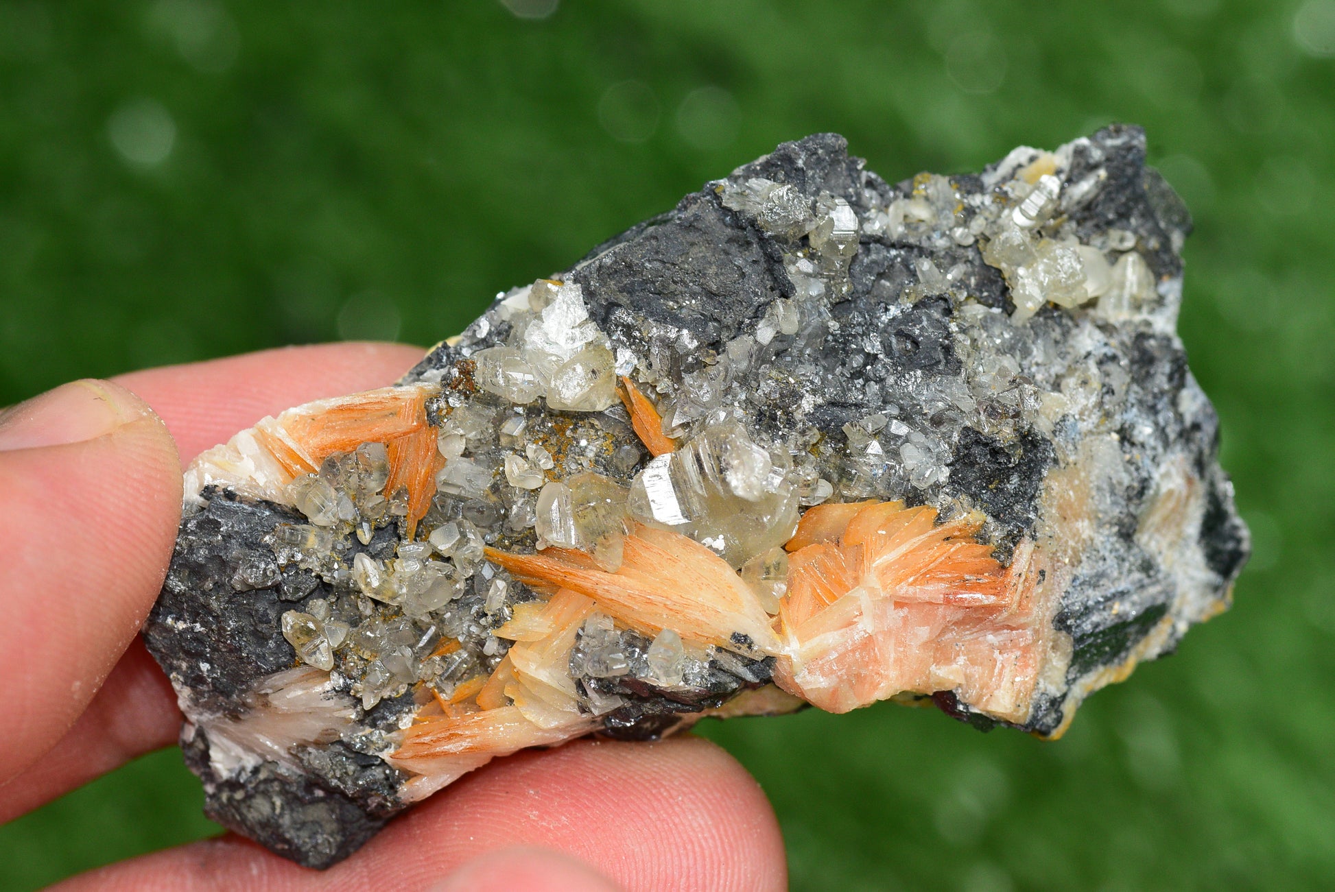Cerussite with Barite & Dendrite Crystals on Galena RARE Genuine Gemstone from Morocco Fluorescent Mineral Powerful Spiritual Gem - MeteoriteNwa.com