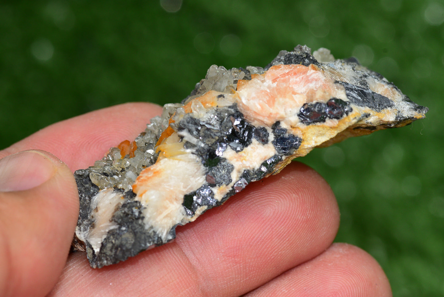 Cerussite with Barite & Dendrite Crystals on Galena RARE Genuine Gemstone from Morocco Fluorescent Mineral Powerful Spiritual Gem - MeteoriteNwa.com