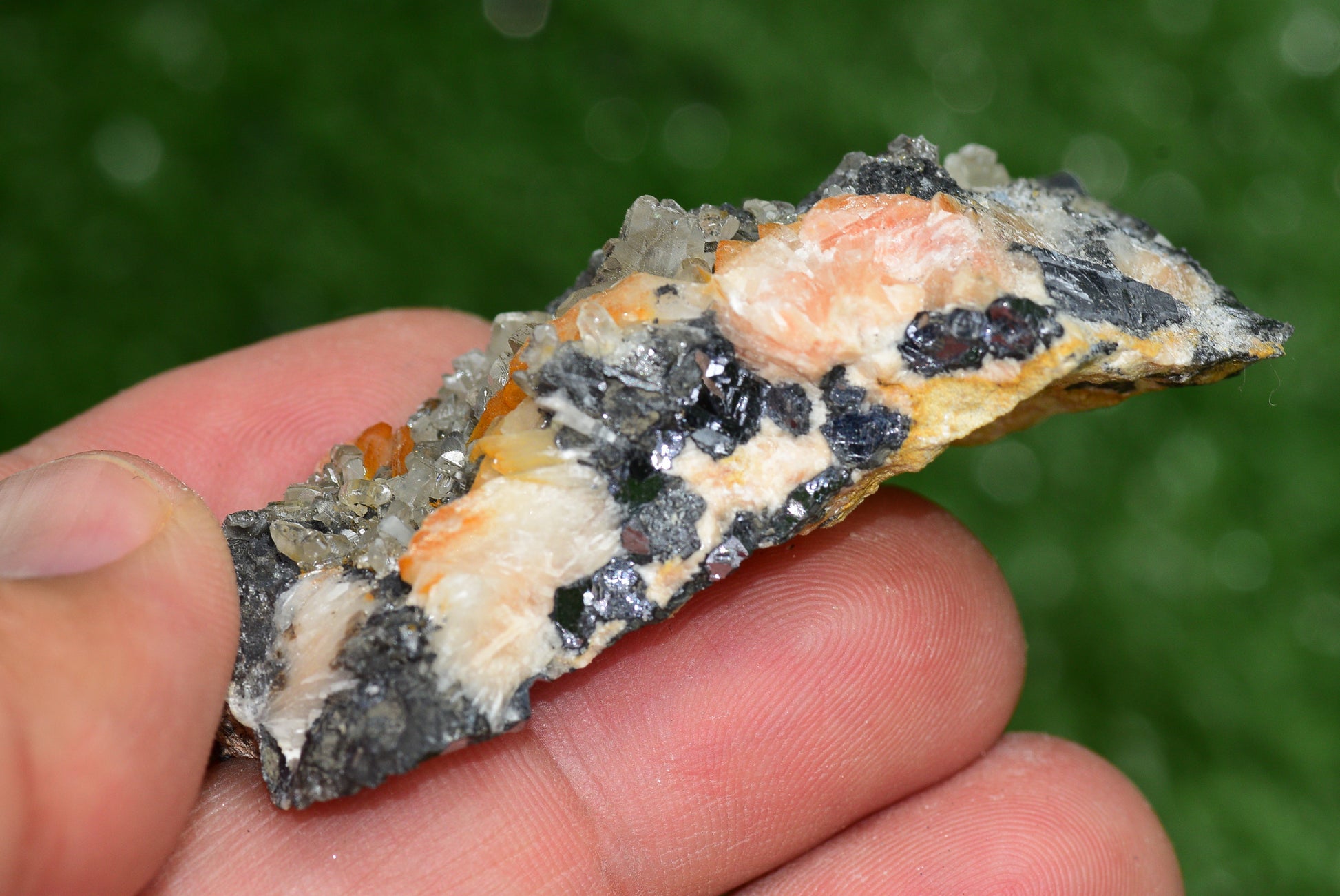 Cerussite with Barite & Dendrite Crystals on Galena RARE Genuine Gemstone from Morocco Fluorescent Mineral Powerful Spiritual Gem - MeteoriteNwa.com