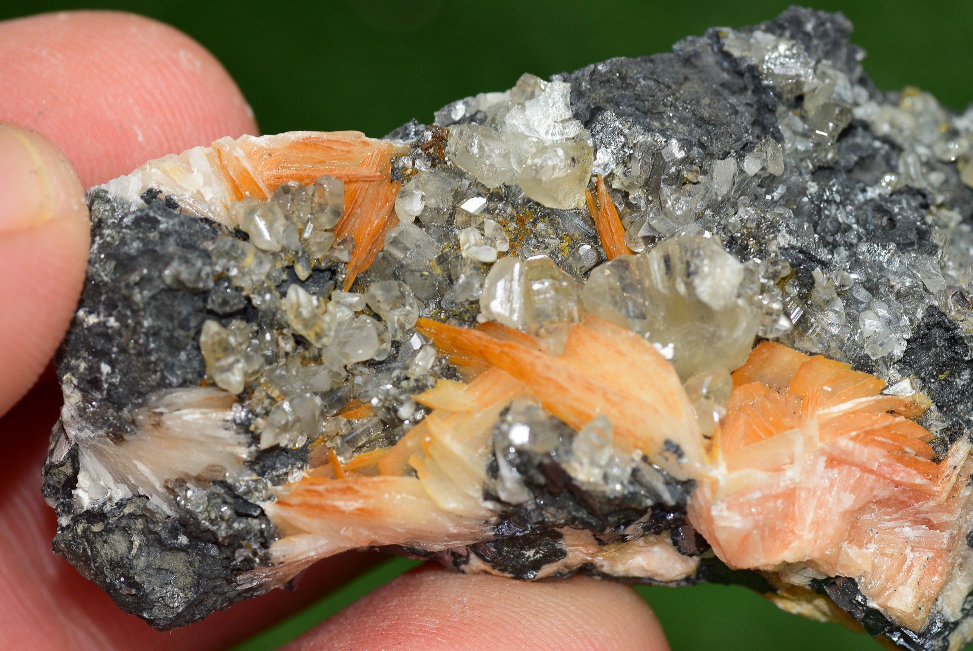 Cerussite with Barite & Dendrite Crystals on Galena RARE Genuine Gemstone from Morocco Fluorescent Mineral Powerful Spiritual Gem - MeteoriteNwa.com