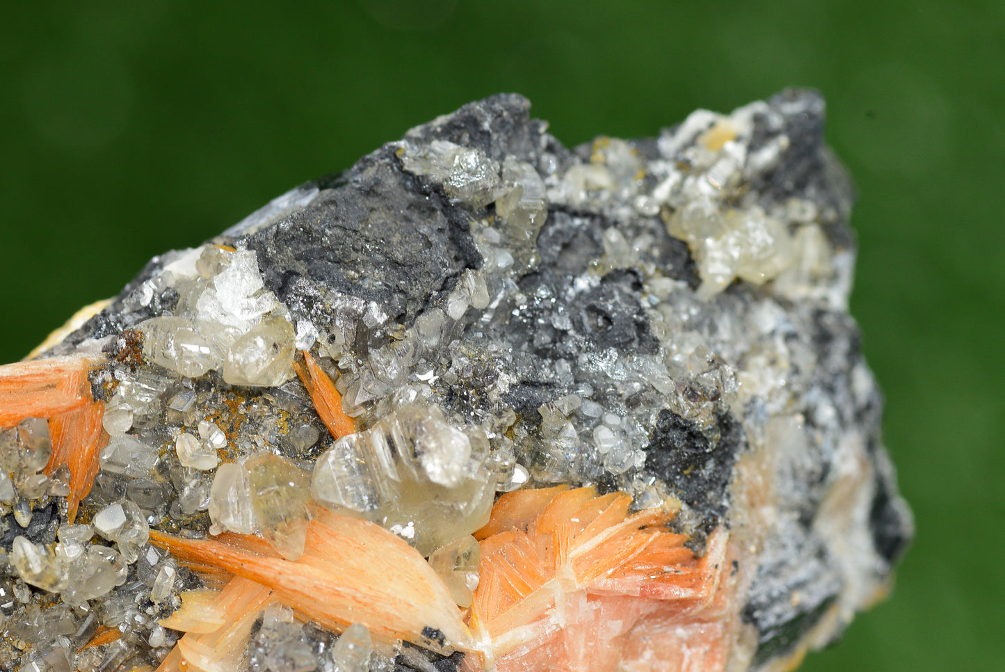 Cerussite with Barite & Dendrite Crystals on Galena RARE Genuine Gemstone from Morocco Fluorescent Mineral Powerful Spiritual Gem - MeteoriteNwa.com