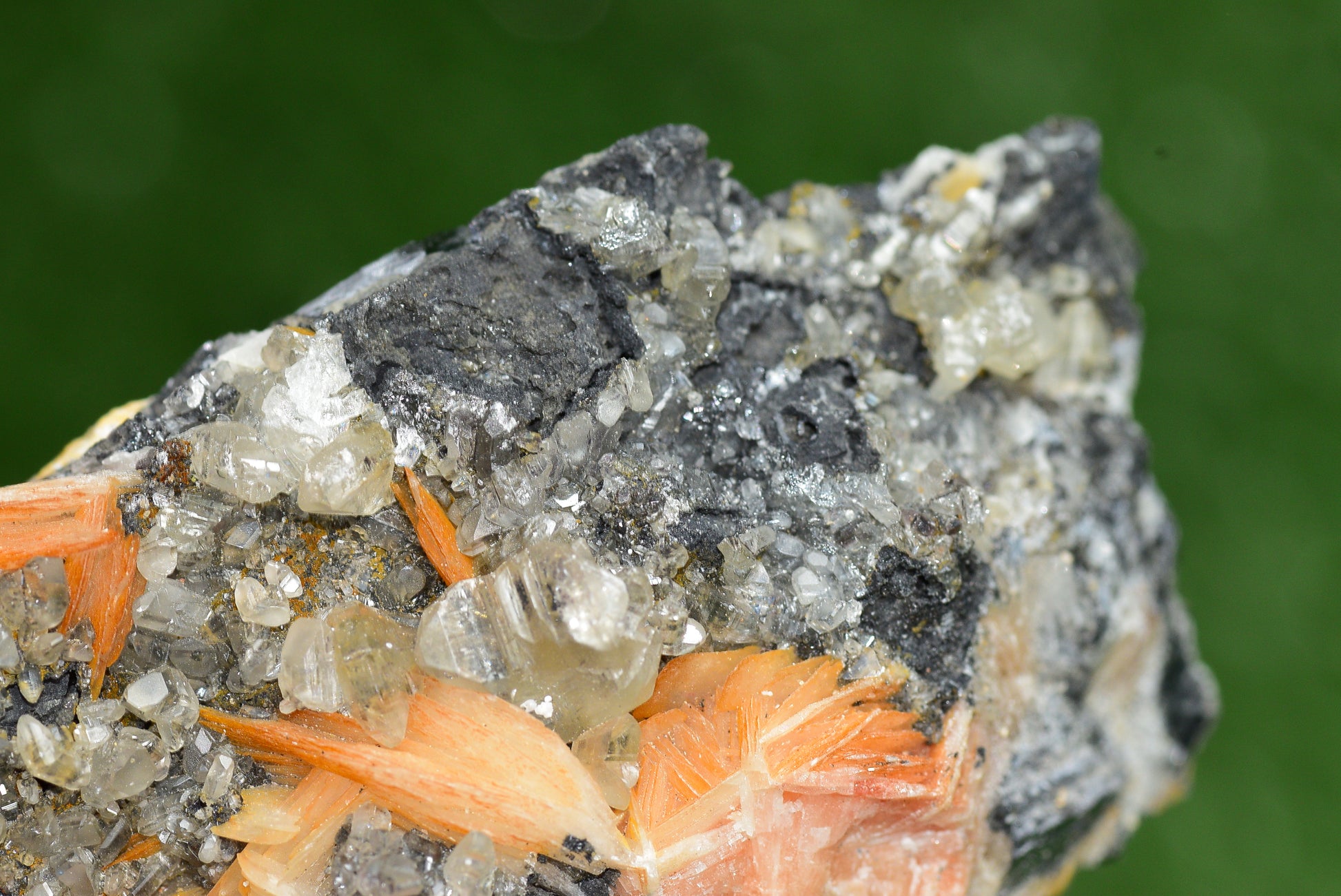 Cerussite with Barite & Dendrite Crystals on Galena RARE Genuine Gemstone from Morocco Fluorescent Mineral Powerful Spiritual Gem - MeteoriteNwa.com