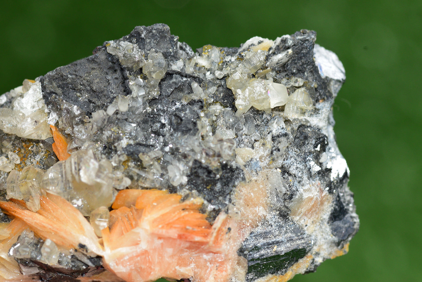 Cerussite with Barite & Dendrite Crystals on Galena RARE Genuine Gemstone from Morocco Fluorescent Mineral Powerful Spiritual Gem - MeteoriteNwa.com