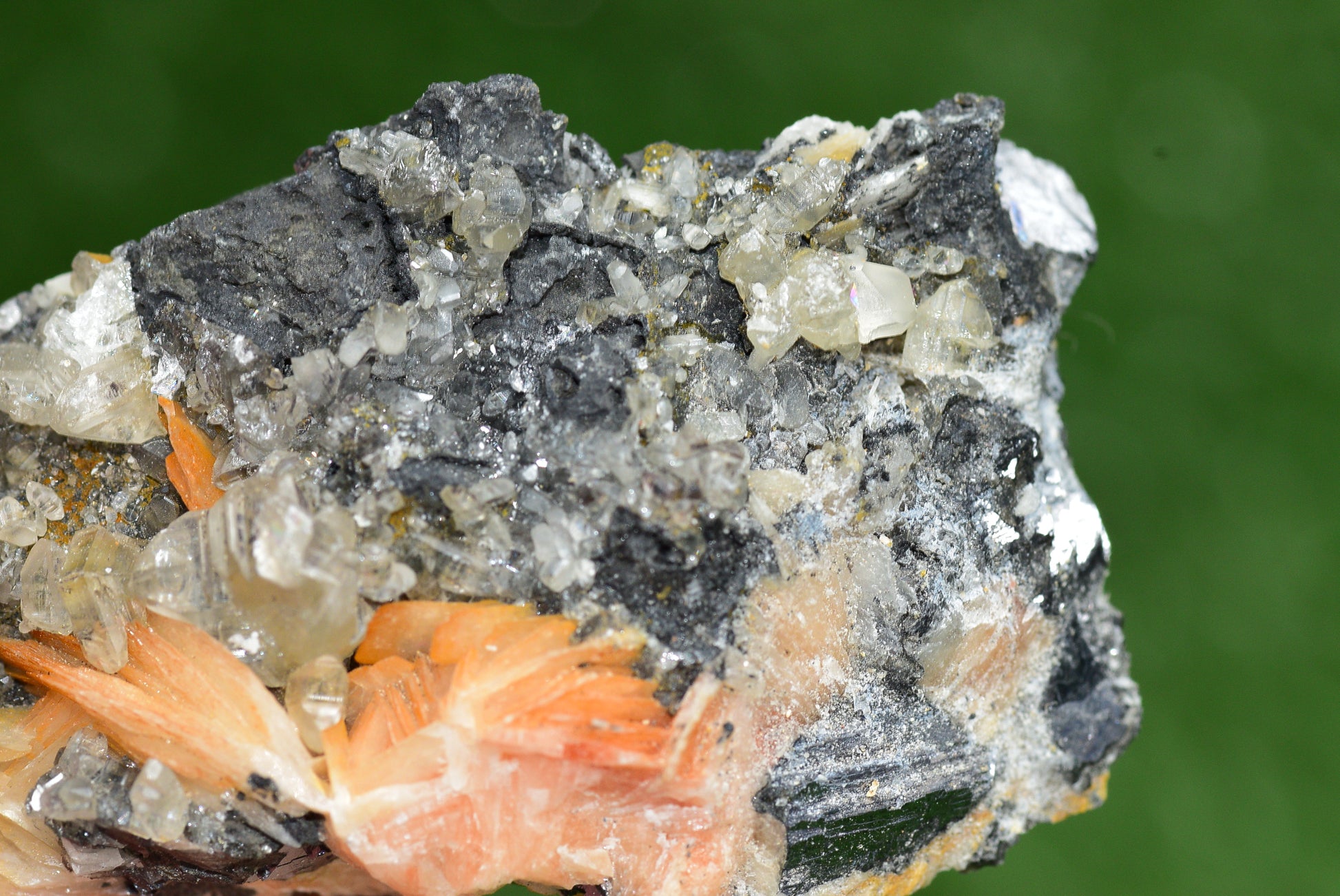 Cerussite with Barite & Dendrite Crystals on Galena RARE Genuine Gemstone from Morocco Fluorescent Mineral Powerful Spiritual Gem - MeteoriteNwa.com
