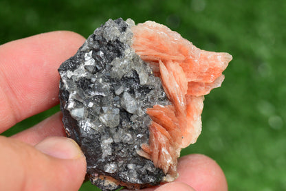 Cerussite with Barite & Dendrite Crystals on Galena RARE Genuine Gemstone from Morocco Fluorescent Mineral Powerful Spiritual Gem - MeteoriteNwa.com