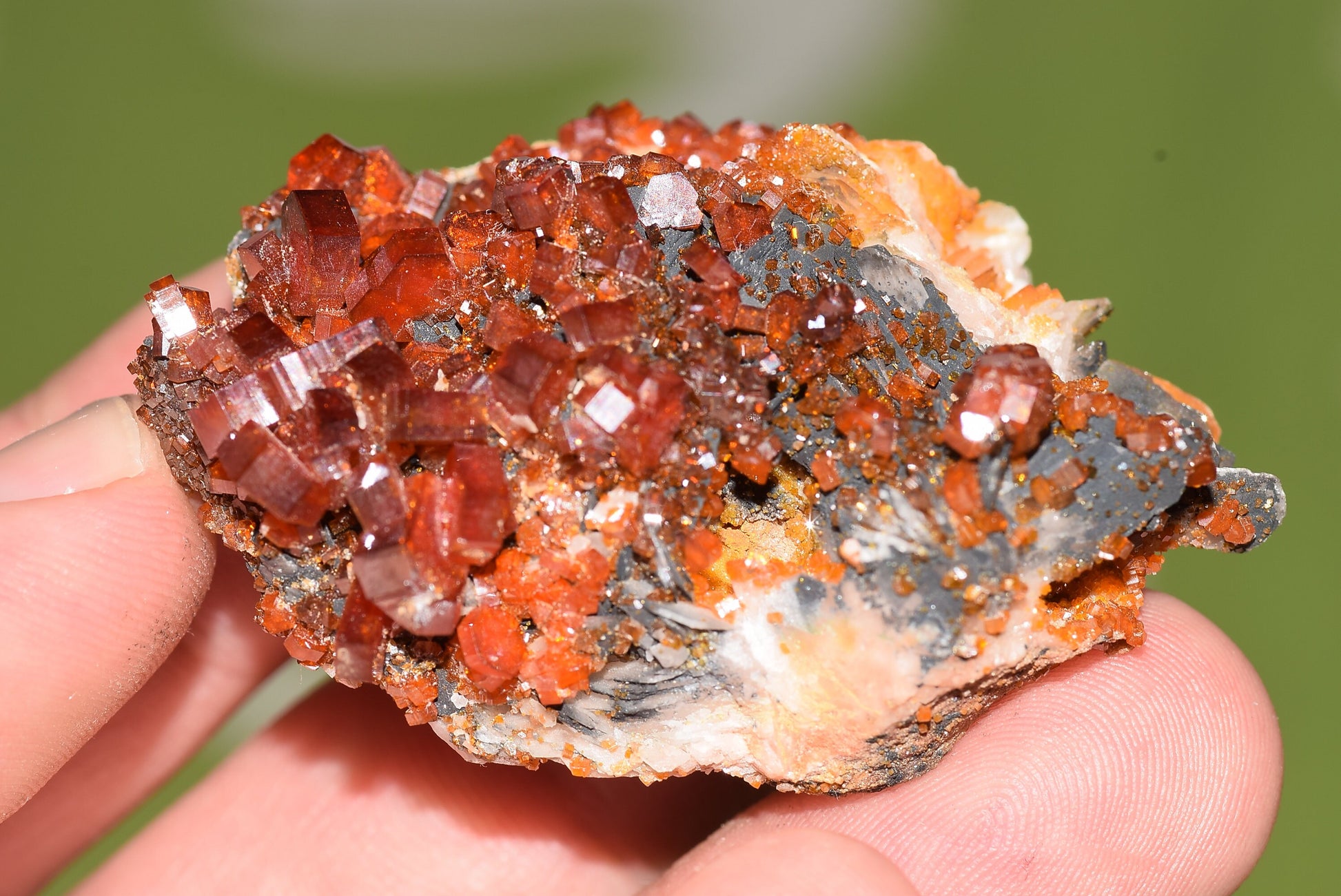 Vanadinite Mineral on Matrix Red Orange Genuine Crystals from Morocco Raw Druzy Natural Specimen Earth Chakra Grounding Gemstone - MeteoriteNwa.com