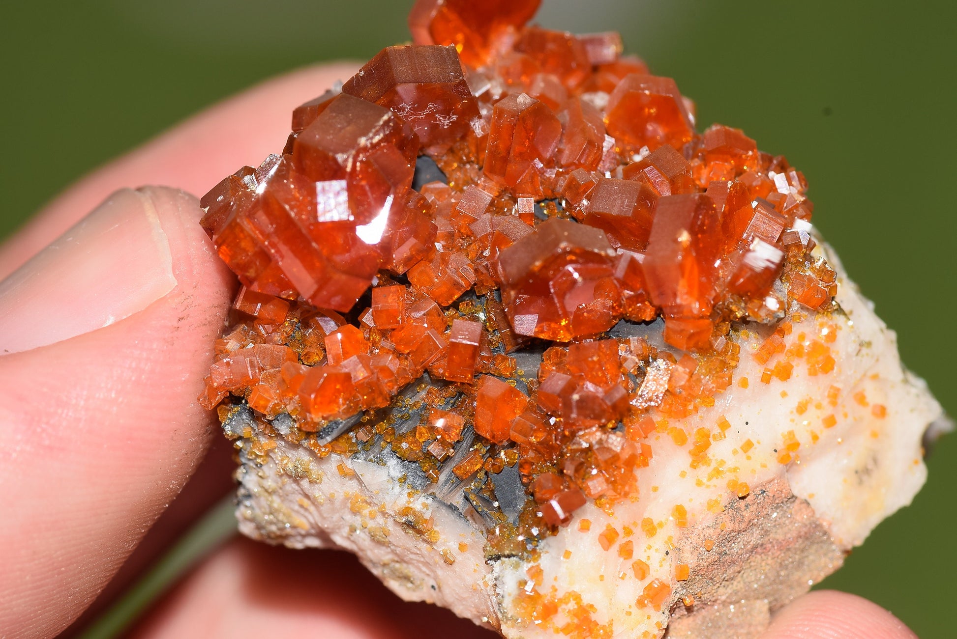Vanadinite Mineral on Matrix Red Orange Genuine Crystals from Morocco Raw Druzy Natural Specimen Earth Chakra Grounding Gemstone - MeteoriteNwa.com