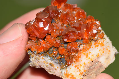 Vanadinite Mineral on Matrix Red Orange Genuine Crystals from Morocco Raw Druzy Natural Specimen Earth Chakra Grounding Gemstone - MeteoriteNwa.com